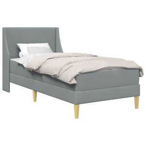 vidaXL Estrutura de cama com colch&atilde;o Cinzento-claro 90 x 190 cm tecido