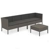 vidaXL 5 pcs conjunto lounge de jardim c/ almofad&otilde;es vime PE cinzento