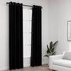 vidaXL Cortinas opacas aspeto linho c/ ilh&oacute;s 2 pcs 140x245 cm preto