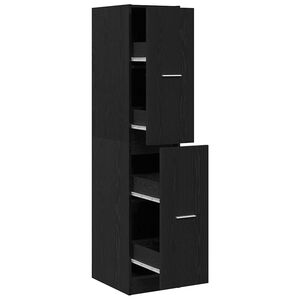 vidaXL Arm&aacute;rio de Botic&aacute;rio Carvalho Preto 30x41x144,5 cm Madeira Engenheirada