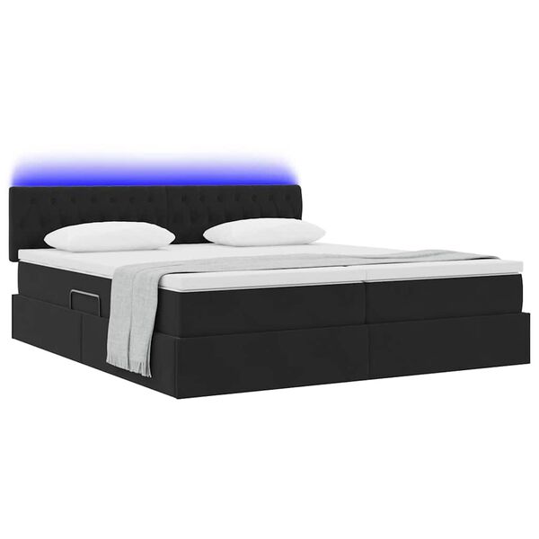 vidaXL Cama com luzes de tira LED Preto 180 x 200 cm Veludo