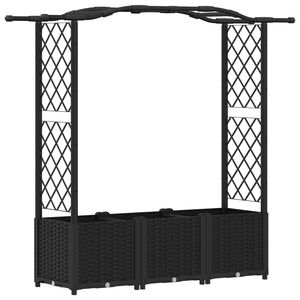 vidaXL Cama Elevada com Treli&ccedil;a e Telhado Preto 164 x 40 x 138 cm PP