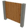 vidaXL Painel de veda&ccedil;&atilde;o jardim postes gabi&atilde;o 180x180 cm pinho