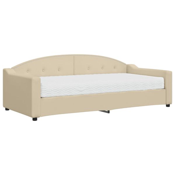 vidaXL Sof&aacute;-cama com colch&atilde;o 90x200 cm tecido cor creme