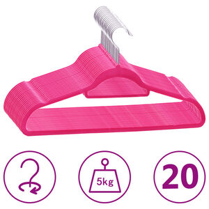 vidaXL 20 pcs conjunto de cabides antiderrapantes veludo rosa