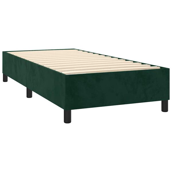 vidaXL Estrutura de cama com molas 90x200 cm veludo verde-escuro