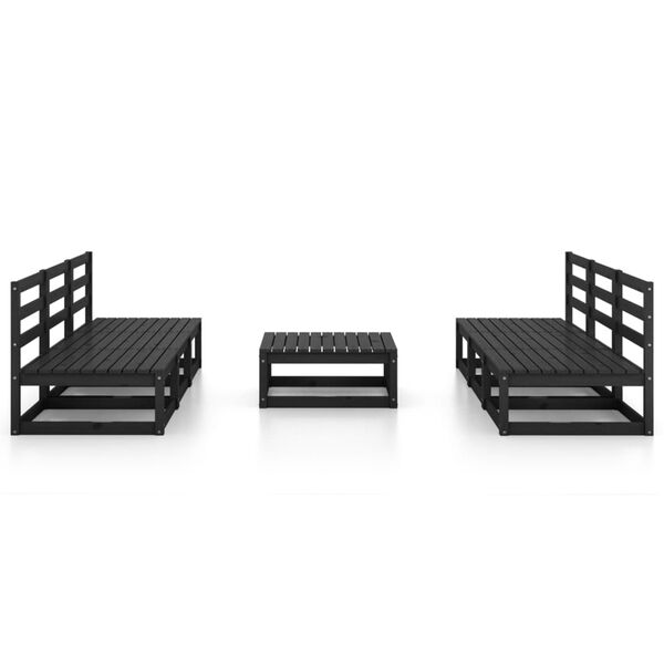 vidaXL 7 pcs conjunto lounge de jardim pinho maciço preto
