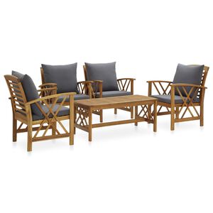 vidaXL 5 pcs conjunto lounge de jardim com almofad&otilde;es ac&aacute;cia maci&ccedil;a