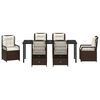 vidaXL Conjunto de Jantar para Jardim 7 pcs Castanho vime PE