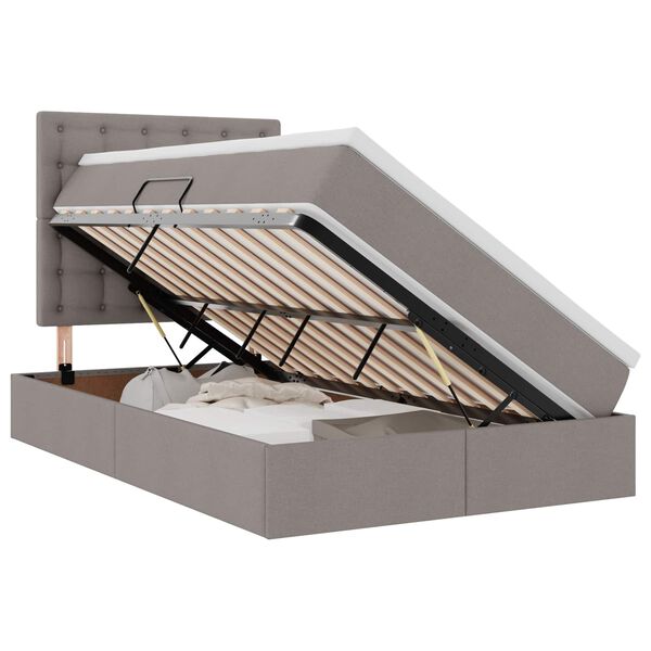 vidaXL Cama com arruma&ccedil;&atilde;o e colch&atilde;o Cinzento-acastanhado 120 x 190 cm