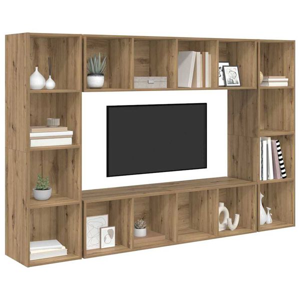 vidaXL Conjunto de m&oacute;vel de TV 4 pcs Castanho 37 x 37 x 142,5 cm