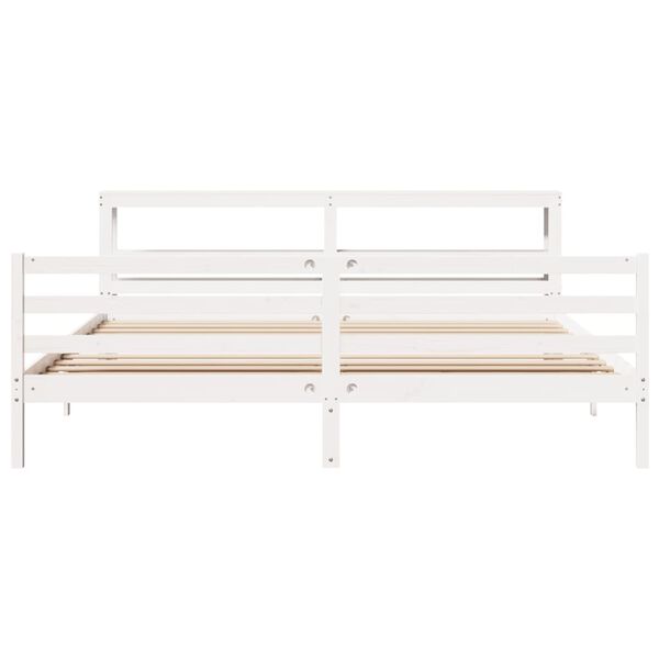 vidaXL Cama sem colch&atilde;o 200x200 cm madeira de pinho maci&ccedil;a branco