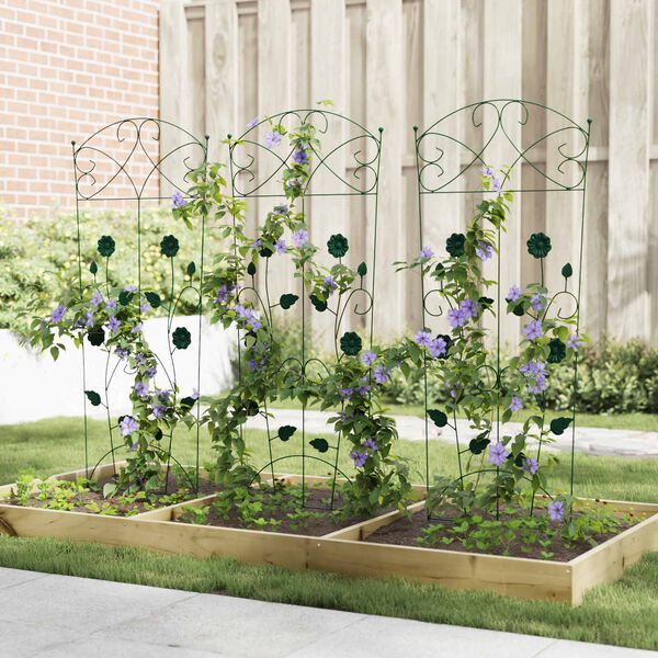 vidaXL Cerca para Jardim 3 pcs Verde 112 x 40 cm A&ccedil;o