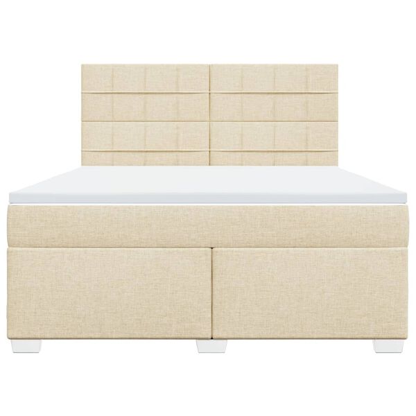 vidaXL Cama com molas/colch&atilde;o 180x200 cm tecido cor creme