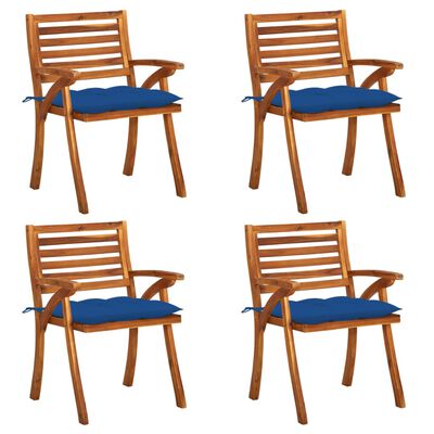vidaXL Cadeiras de jardim c/ almofadões 4 pcs madeira de acácia maciça