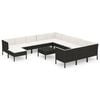 vidaXL 13 pcs conjunto lounge de jardim c/ almofad&otilde;es vime PE preto