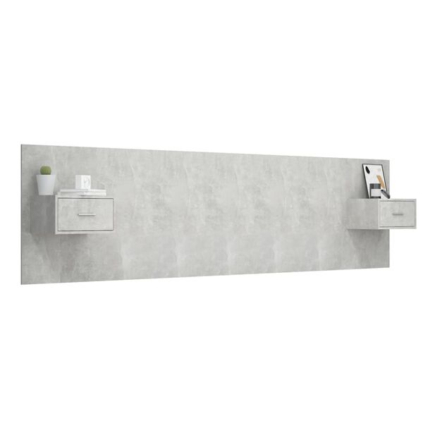 vidaXL Cabeceira de cama com arm&aacute;rios madeira processada cinza cimento