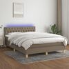 vidaXL Cama box spring colch&atilde;o/LED 140x200 cm tecido cinza-acastanhado