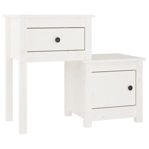 vidaXL Mesa de cabeceira 79,5x38x65,5 cm madeira pinho maci&ccedil;a branco