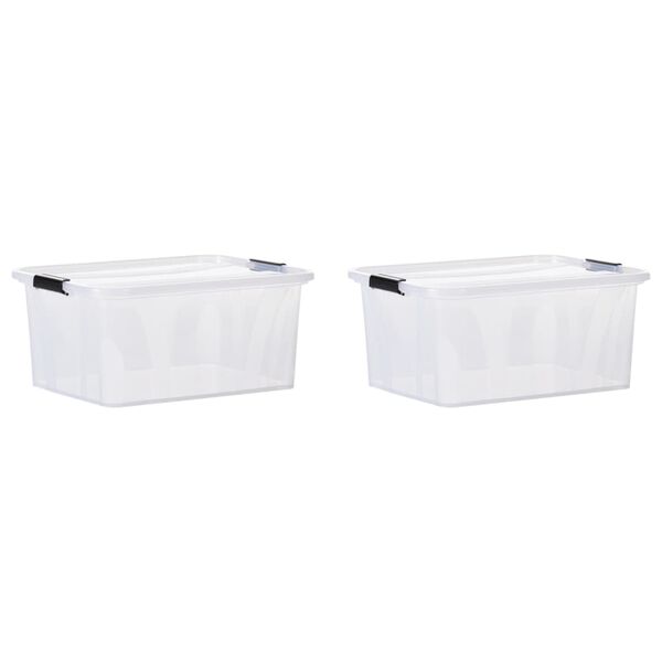 vidaXL Caixas de arruma&ccedil;&atilde;o com tampas 2 pcs 32 L transparente