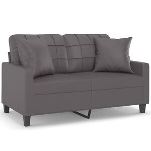 vidaXL Sof&aacute; 2 lugares + almofadas decorativas 120cm couro artif. cinza