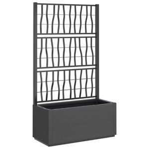 vidaXL Vaso/floreira de jardim c/ treli&ccedil;a 80x36x140 cm PP cinza-escuro
