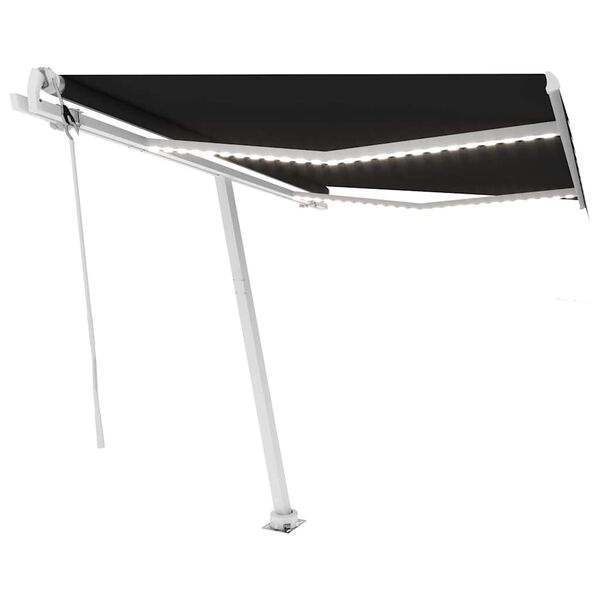 vidaXL Toldo autom&aacute;tico com LED e sensor de vento 350x250 cm antracite