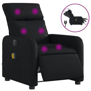vidaXL Poltrona massagens reclin&aacute;vel el&eacute;trica couro artificial preto