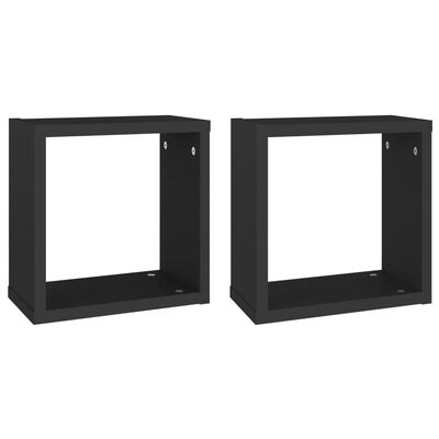 vidaXL Prateleiras de parede em forma de cubo 2 pcs 30x15x30 cm preto