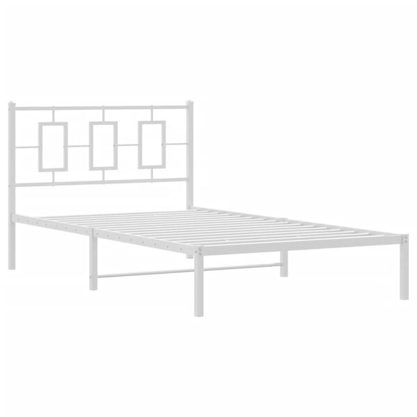 vidaXL Estrutura de cama em metal com cabeceira 107x203 cm branco