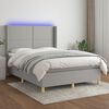 vidaXL Cama box spring c/ colch&atilde;o e LED 140x190 cm tecido cinza-claro