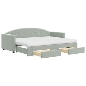 vidaXL Sof&aacute;-cama c/ gavet&atilde;o e gavetas 80x200 cm veludo cinzento-claro
