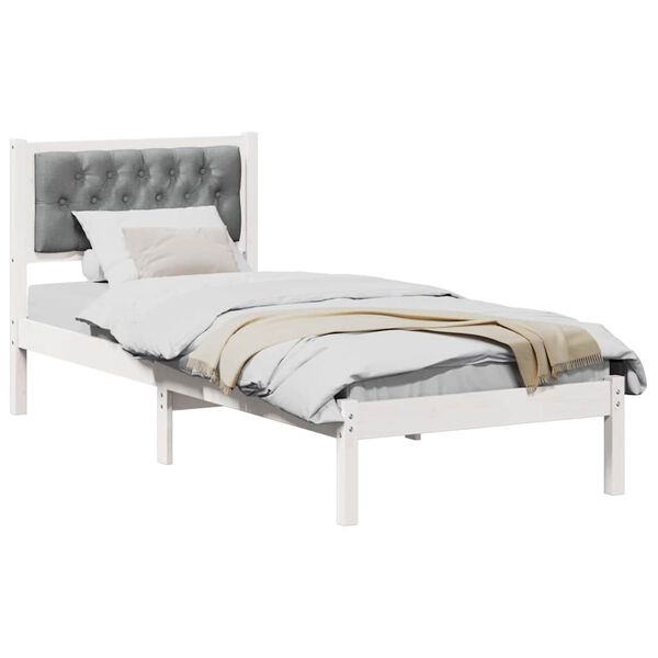 vidaXL Estrutura da Cama com cabeceira Cinzento-claro 90 x 190 cm