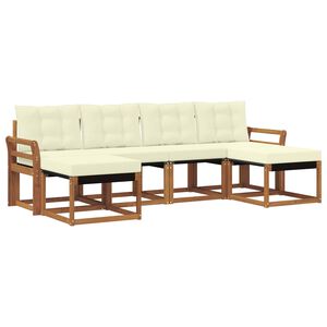 vidaXL Conjunto de Sof&aacute;s para Exterior 6 unid. Natural e Creme