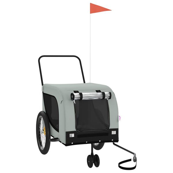 vidaXL Reboque de bicicleta p/ animais tecido oxford/ferro cinza/preto