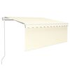 vidaXL Toldo autom&aacute;tico c/ estore/LED/sensor vento 3,5x2,5 m cor creme