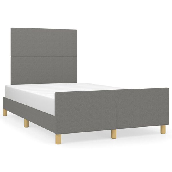 vidaXL Estrutura de cama sem colch&atilde;o cinza escuro 120x190 cm tecido