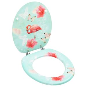 vidaXL Assento de sanita com tampa MDF design flamingo