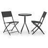 vidaXL 3 pcs conjunto de bistr&ocirc; em a&ccedil;o preto