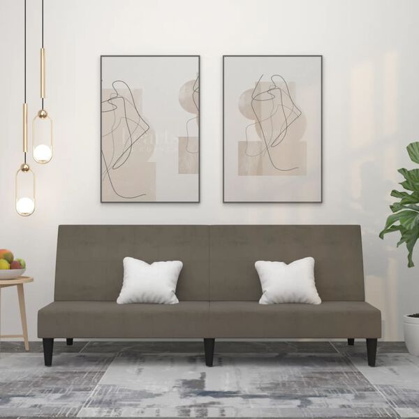 vidaXL Sof&aacute;-cama de 2 lugares tecido microfibra cinzento-escuro