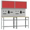 vidaXL Conjunto de bancada de trabalho 8 pcs Vermelho e Cinza