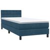 vidaXL Cama box spring c/ colch&atilde;o e LED azul-escuro 80x210 cm veludo