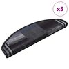 vidaXL Tapetes de escadas adesivos 5 pcs 65x21x4 cm preto e cinzento