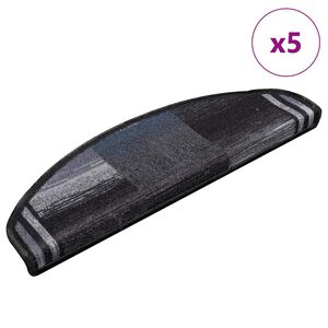 vidaXL Tapetes de escadas adesivos 5 pcs 65x21x4 cm preto e cinzento