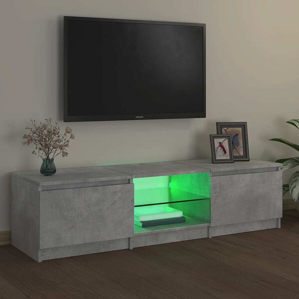 vidaXL M&oacute;vel de TV com luzes LED 140x40x36 cm cinzento cimento