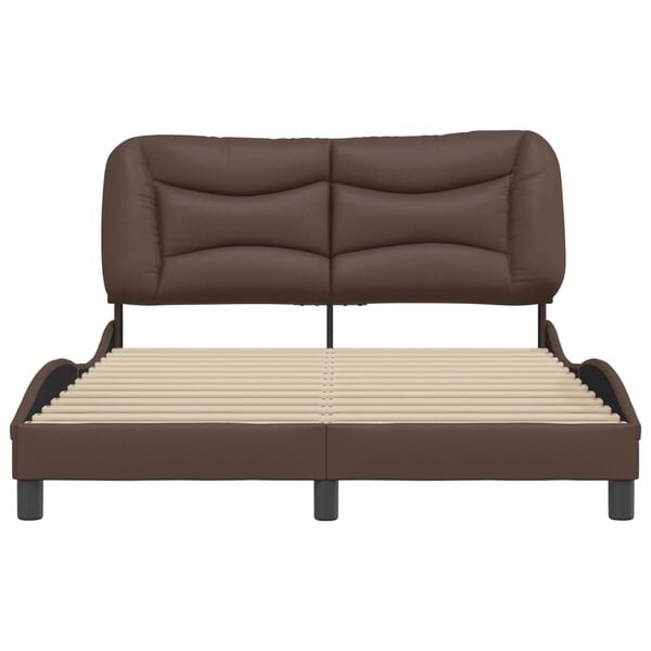 vidaXL Estrutura de cama sem colch&atilde;o Hvar 140x200cm couro artificial castanho
