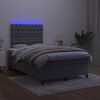 vidaXL Cama box spring c/ colch&atilde;o/LED 120x200cm veludo cinzento-escuro