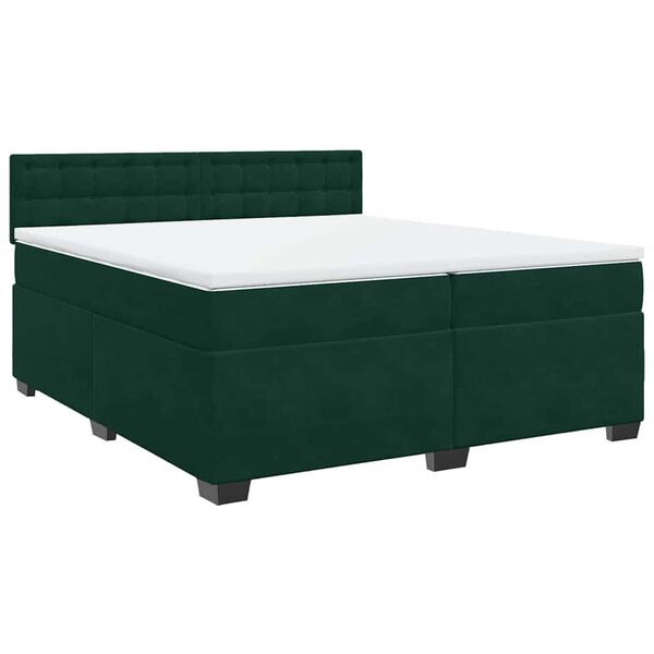 vidaXL Cama com molas/colch&atilde;o 200x200 cm veludo verde-escuro