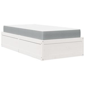 vidaXL Cama com colch&atilde;o 90x190 cm madeira de pinho maci&ccedil;a branco