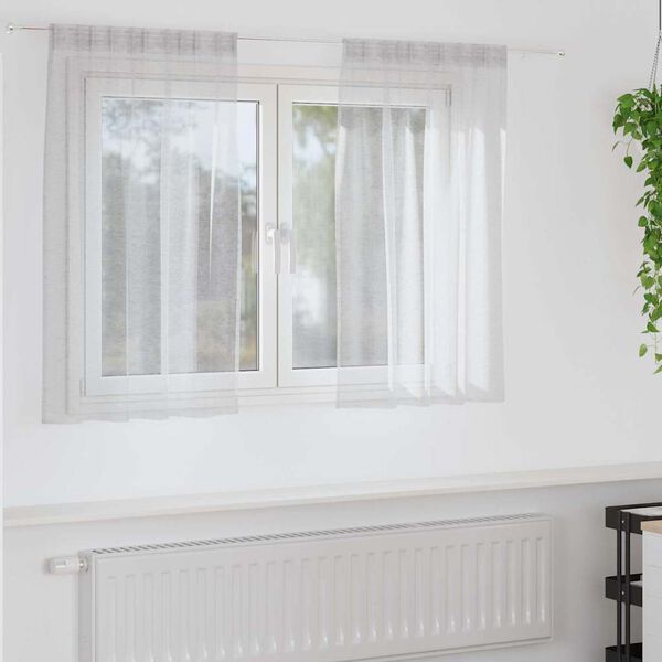 vidaXL Cortina de Voile 2 pcs Cinzento-claro 140 x 140 cm Poli&eacute;ster